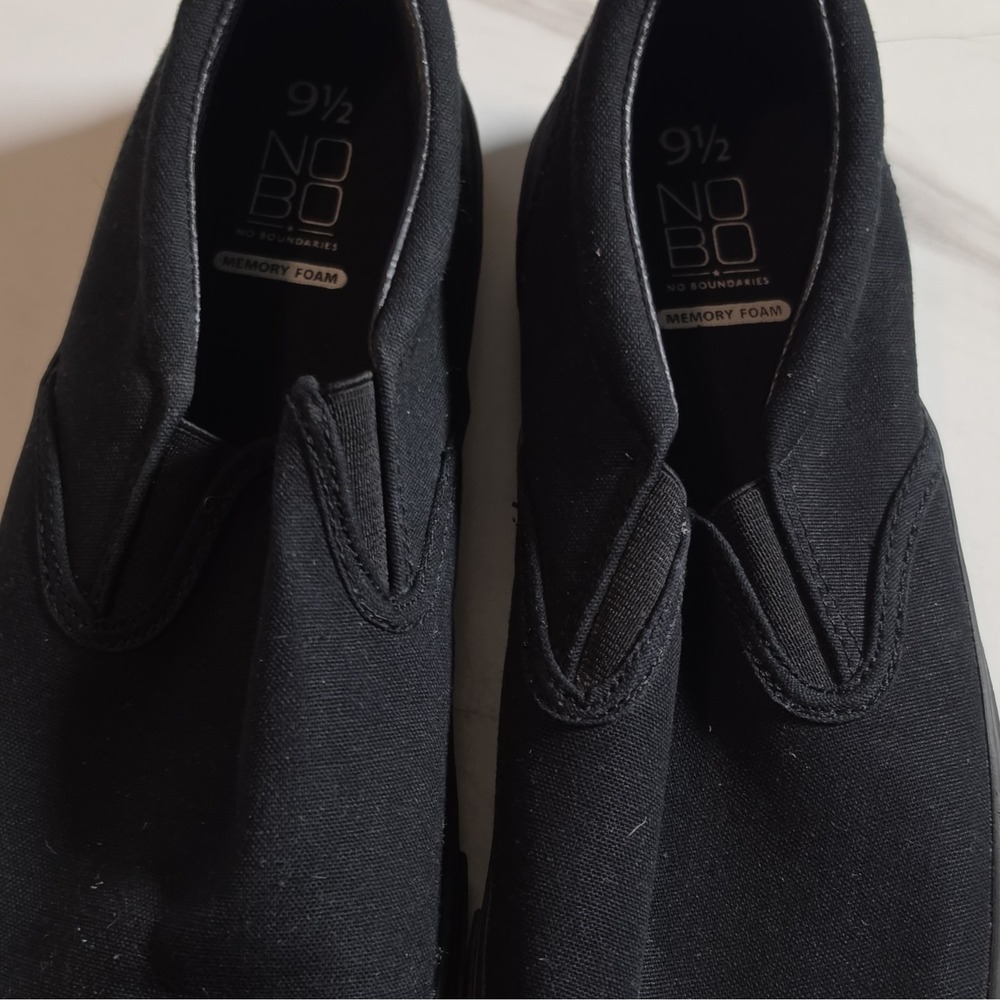 NOBO Men's Black Canvas Slip-On Casual Shoes Memory Foam Round Toe US‎ 9.5